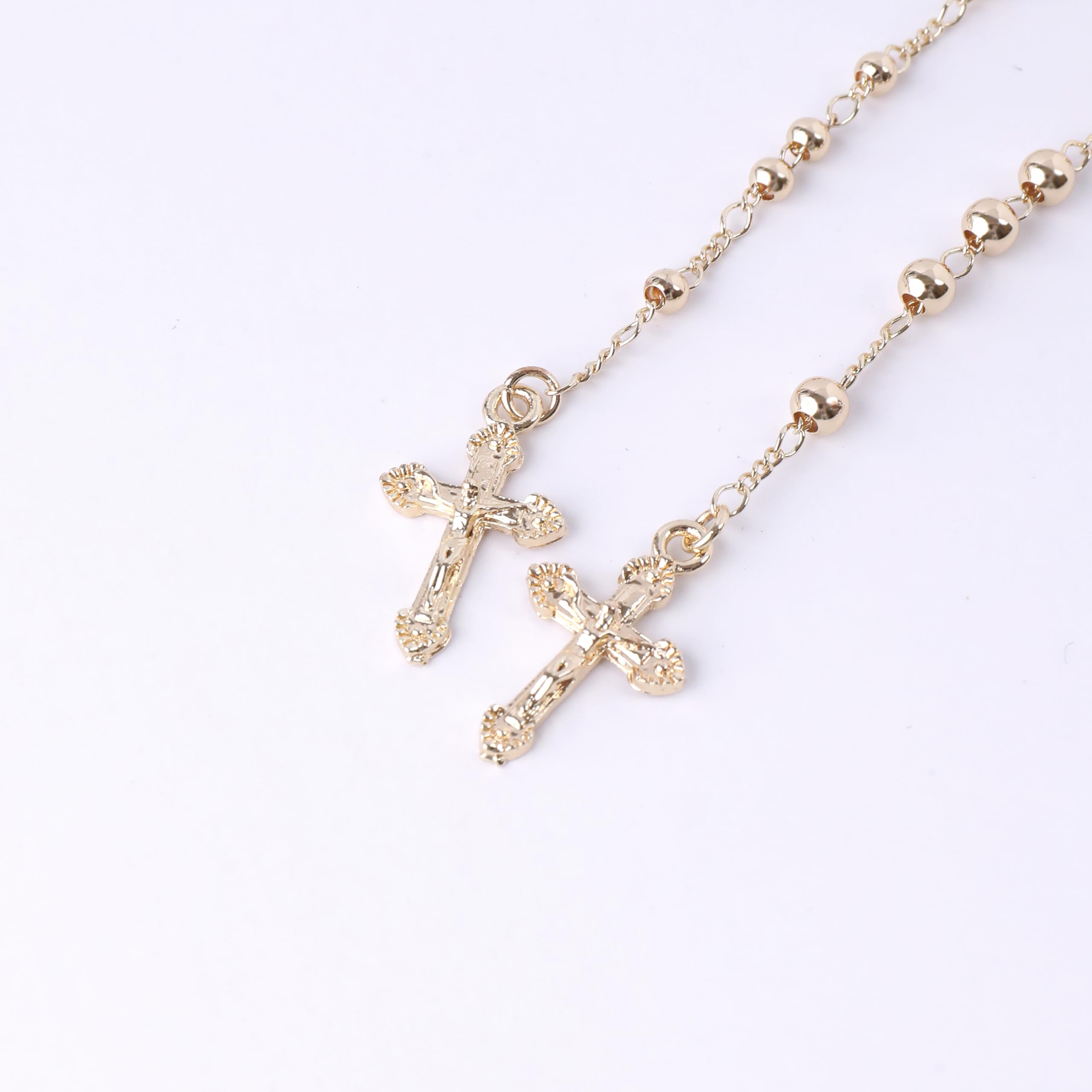 Nazareth Store 18K Gold Plated Rosary Necklace Our Lady of Guadalupe Rosaries Bead Cross Y Necklace Chain for Women - Image 8