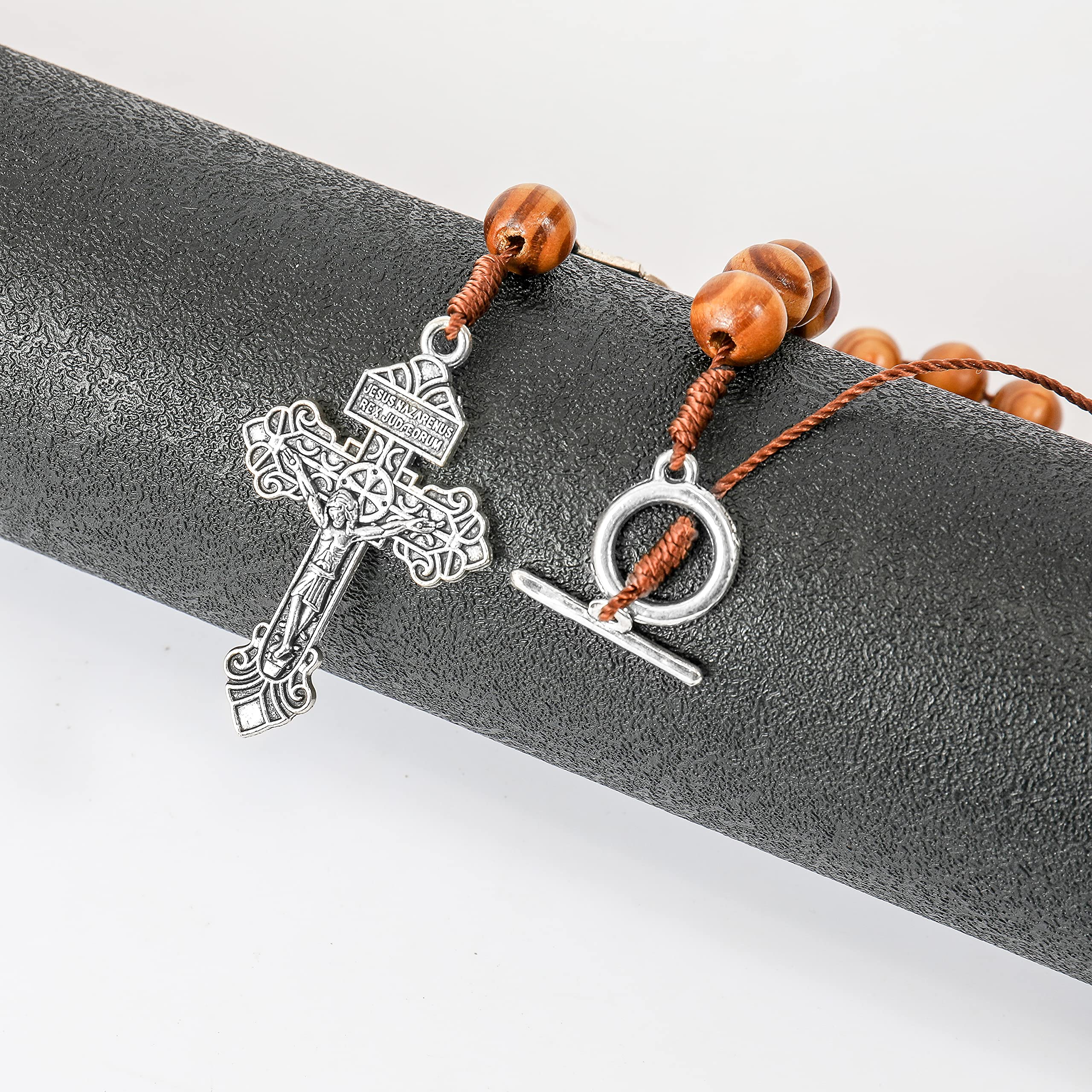 Nazareth Store Car Rearview Mirror Rosary One Decade Protection Wood Beads Catholic Chaplet - Image 5