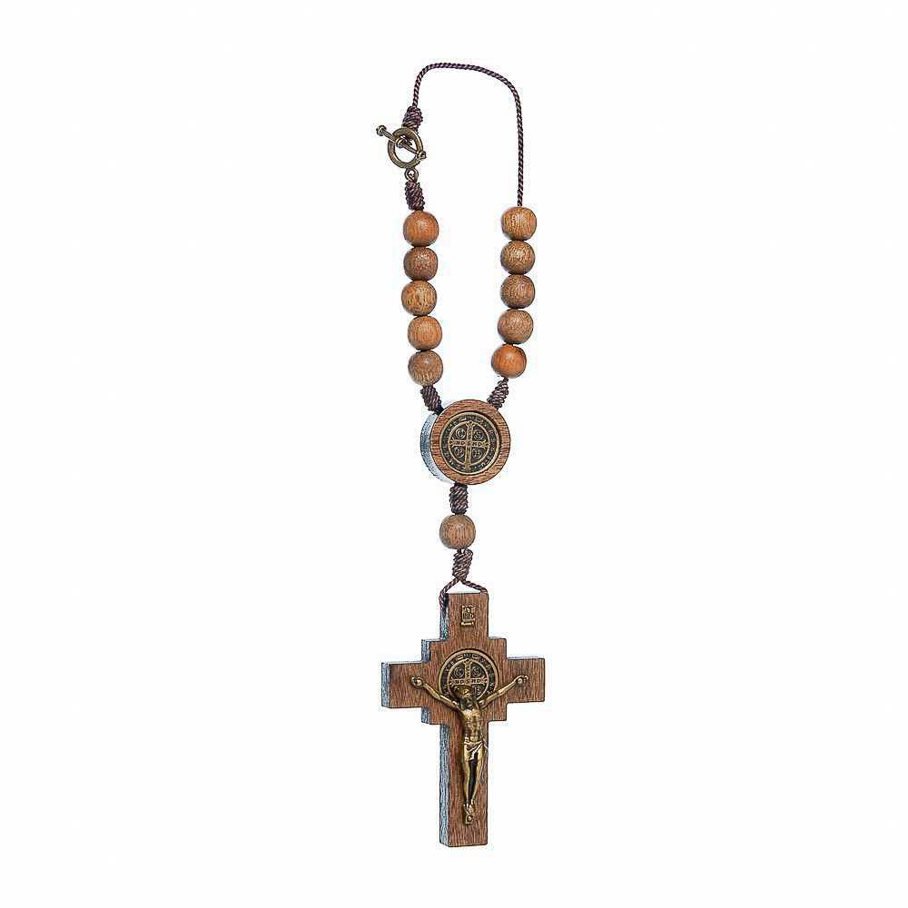 Nazareth Store Car Rearview Mirror Rosary One Decade Protection Wood Beads Catholic Chaplet - Image 3