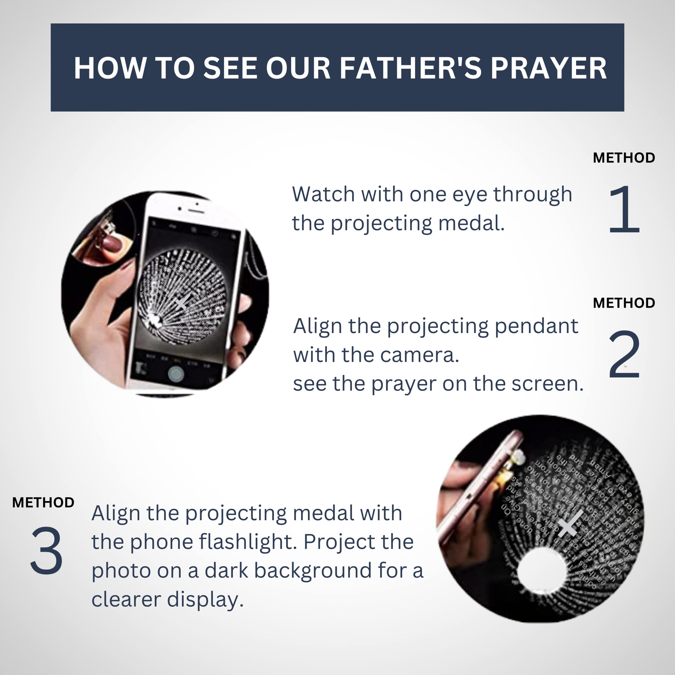 Nazareth Store Pearl Beads Rosary Beaded Necklace Projection Our Father Prayer Medal with Miraculous Centerpiece and Jesus Crucifix NS - Image 5