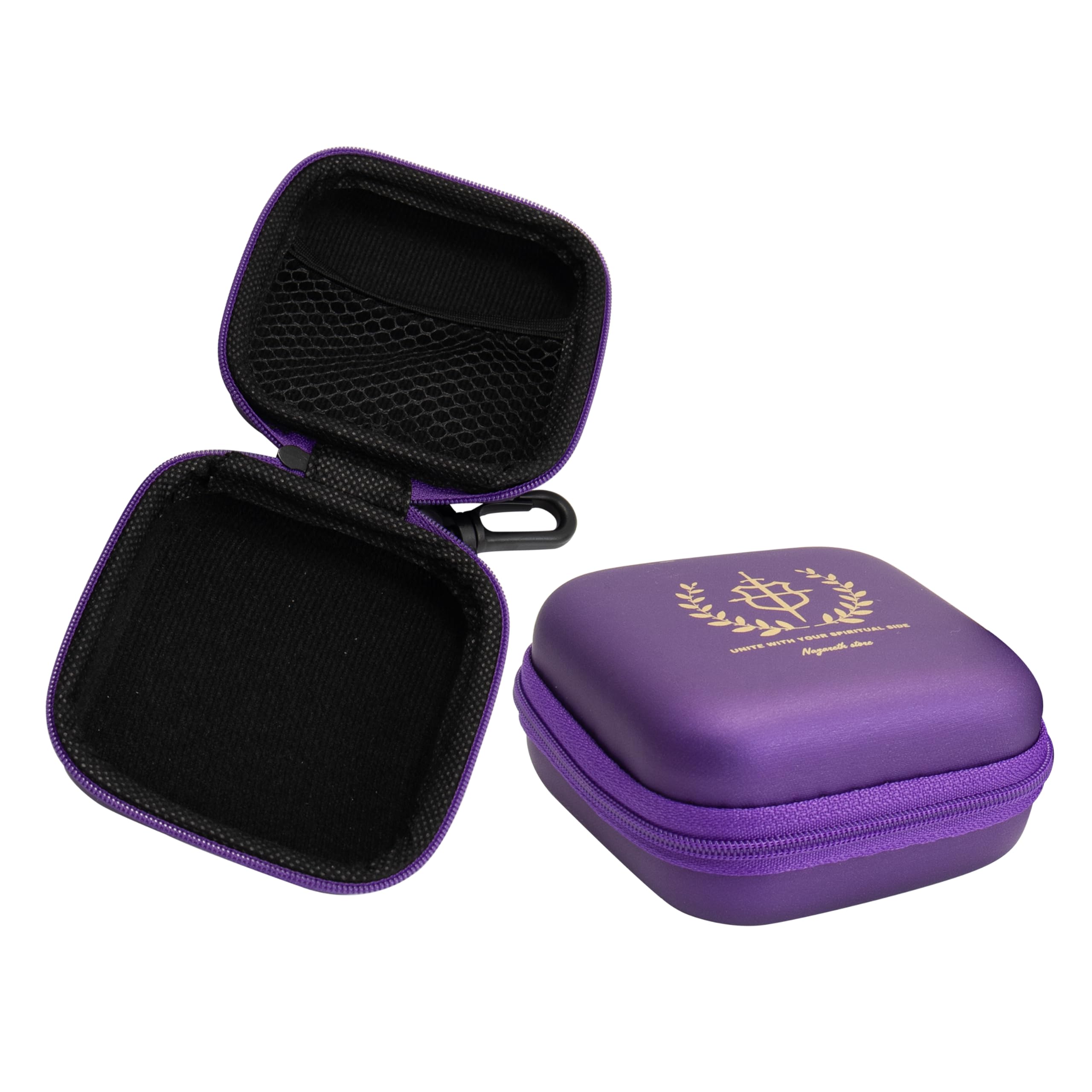 Nazareth Store Purple Rosary Case with Zipper & Clip Hard Shell Protective Prayer Beads Holder with Soft Interior & Mesh Pocket Travel Pouch for Catholic Rosaries & Religious Gifts - Image 6