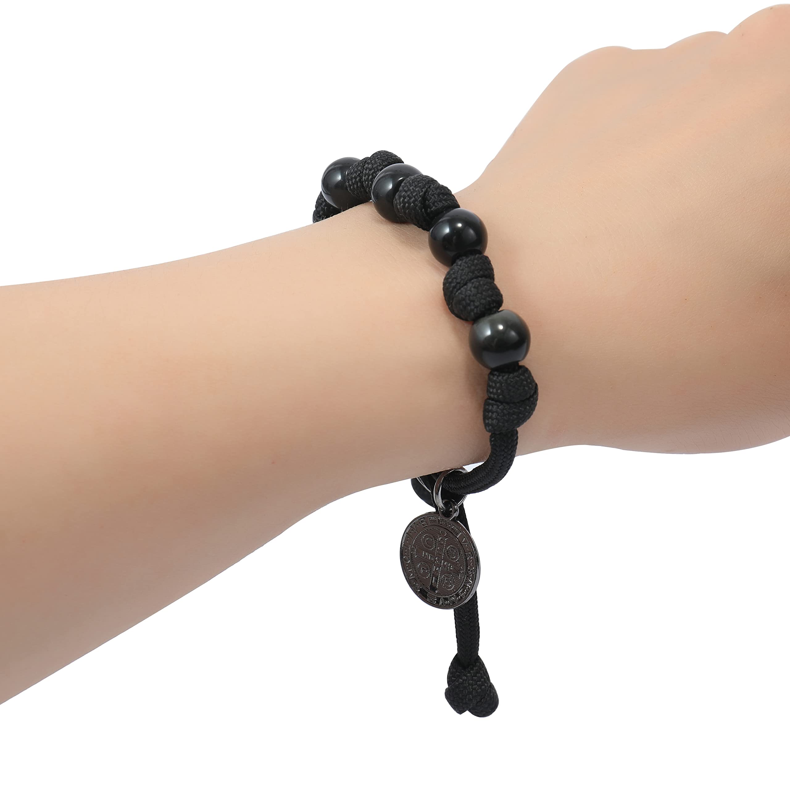 Nazareth Store St Michael Paracord Rosary, Rugged Rosary Necklace and One Decade Heavy Duty Rosary Set, Natural Stone Beads with Catholic Pardon Crucifix - Image 4