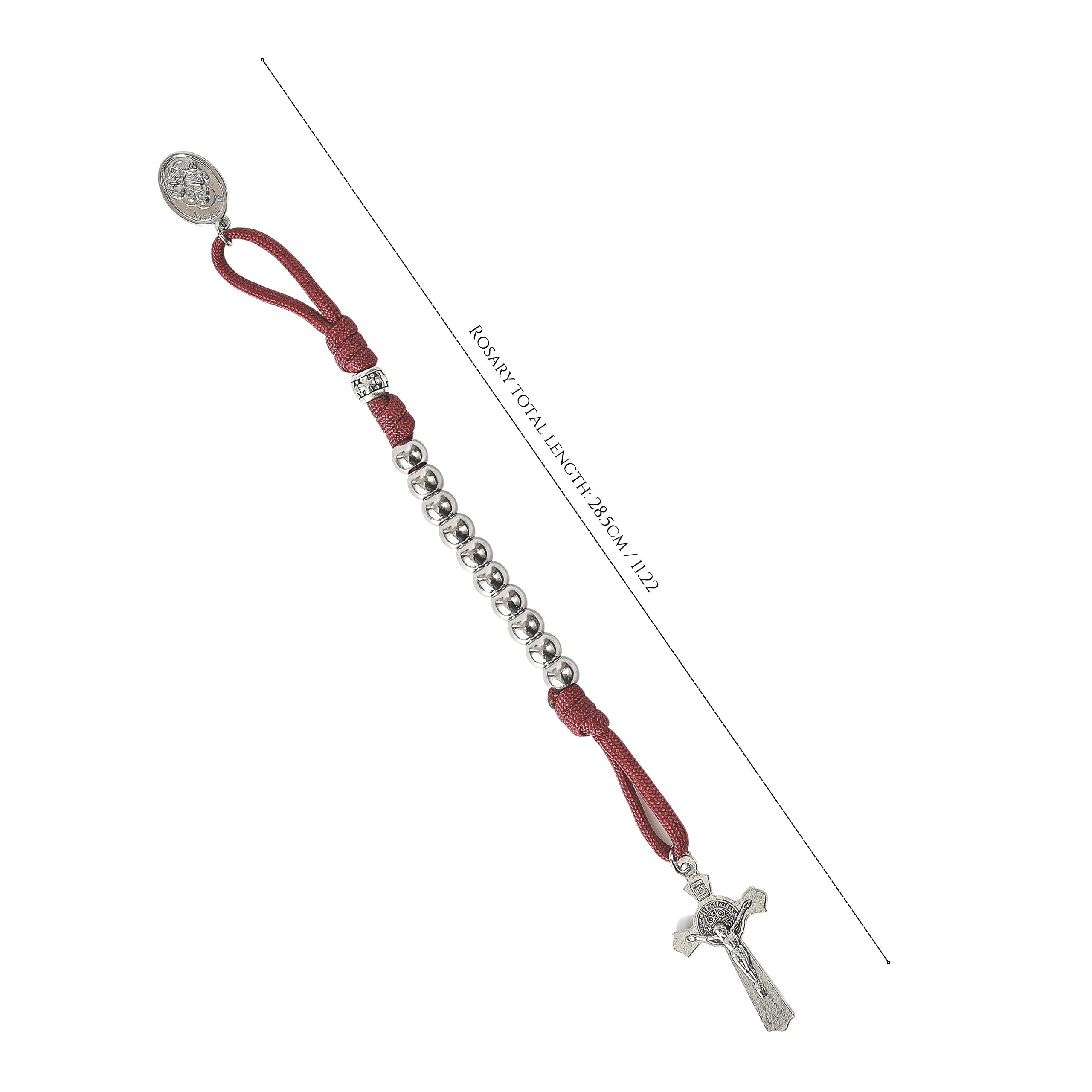 Nazareth Store Strong Military One Decade Paracord Rosary Silver Beads Pocket Car Rosary Pray For Us St. Joseph Medal & St. Benedict Cross - Image 8